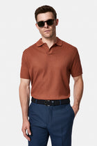 Kiremit Regular Fit Desenli Polo Yaka Pamuk Merserize T-shirt