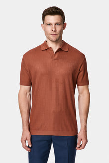 Kiremit Regular Fit Desenli Polo Yaka Pamuk Merserize T-shirt