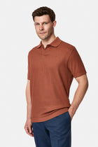 Kiremit Regular Fit Desenli Polo Yaka Pamuk Merserize T-shirt