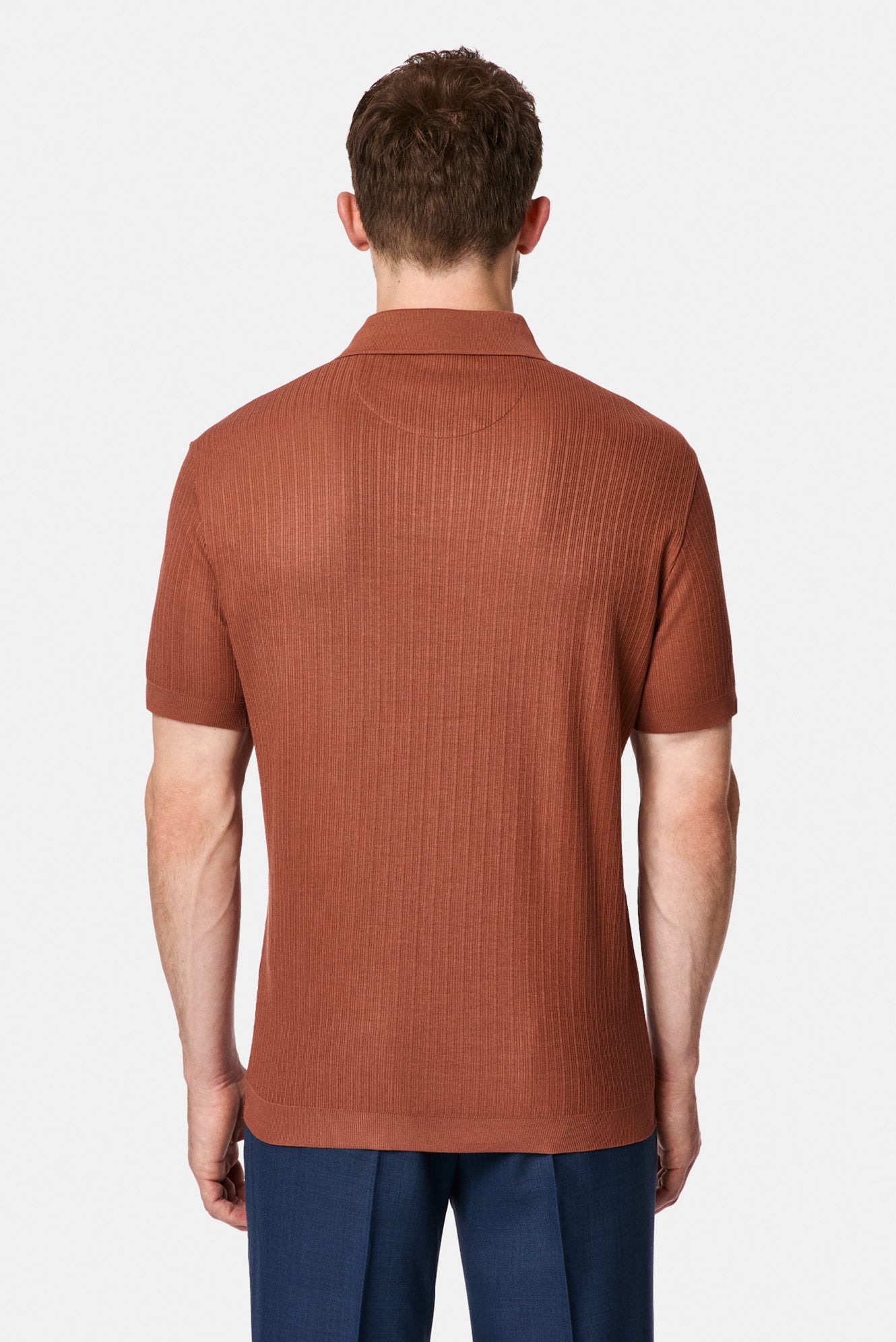 Kiremit Regular Fit Desenli Polo Yaka Pamuk Merserize T-shirt