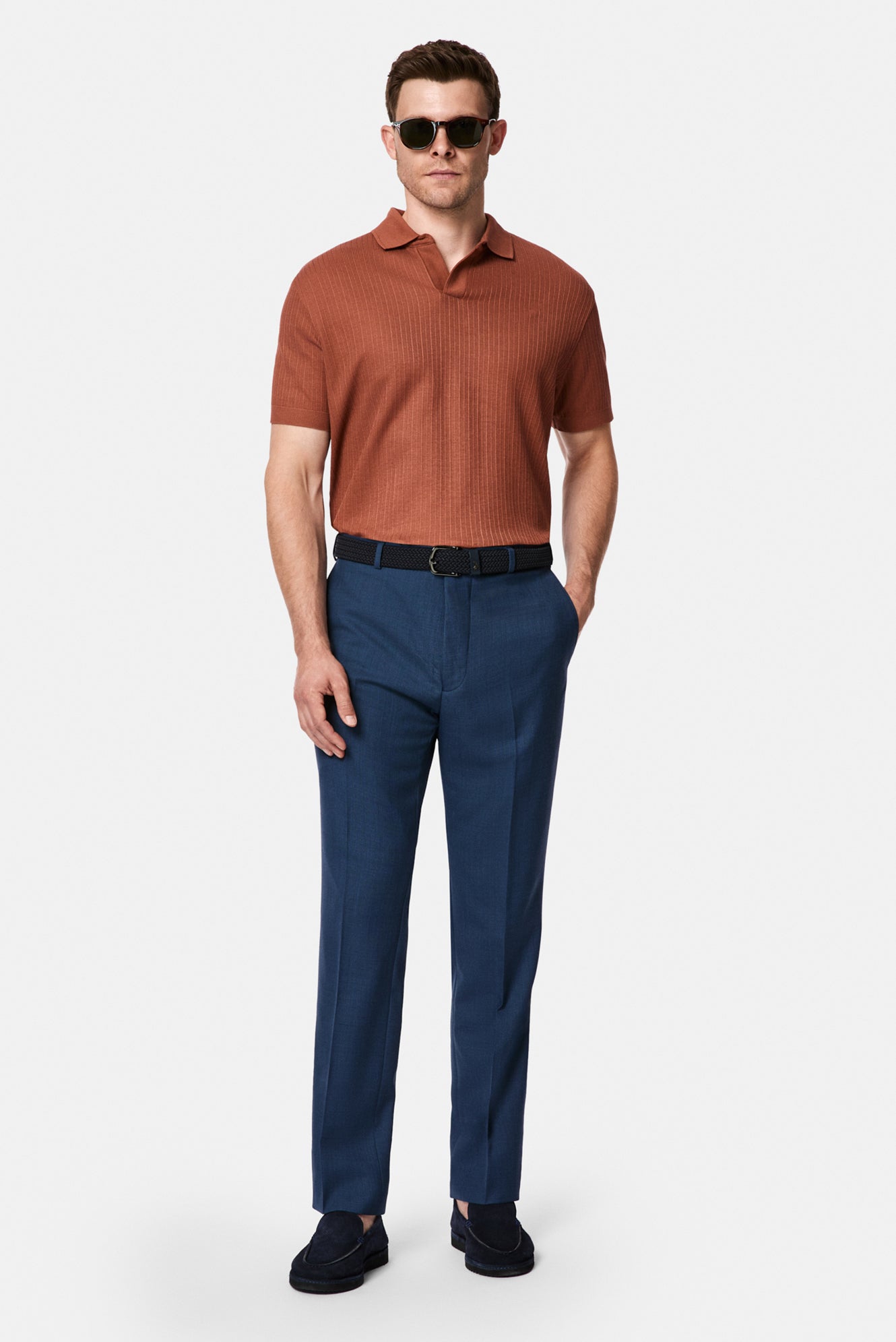 Kiremit Regular Fit Desenli Polo Yaka Pamuk Merserize T-shirt