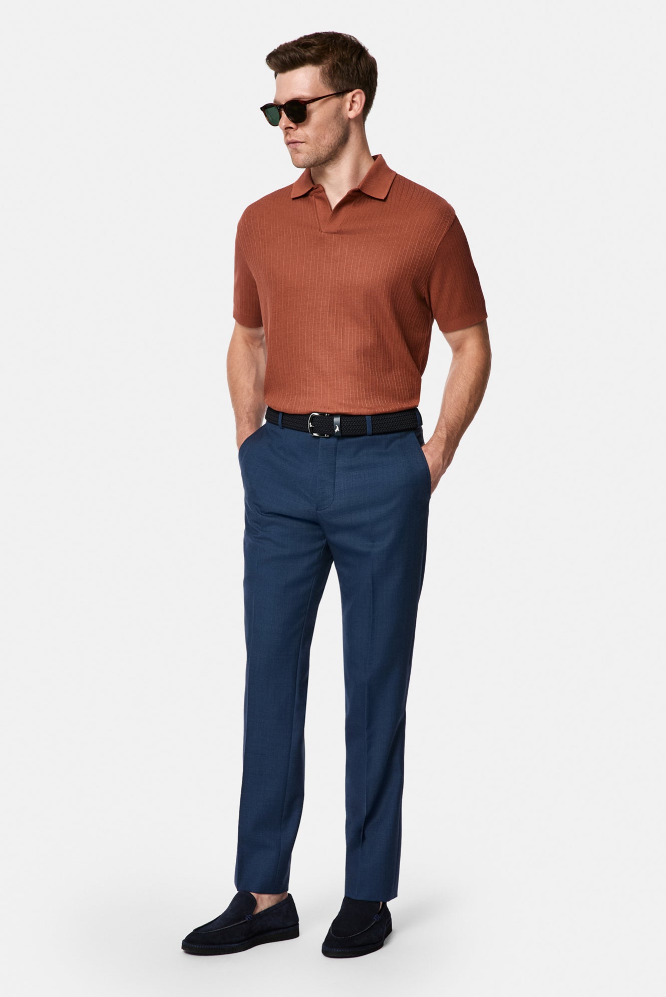 Kiremit Regular Fit Desenli Polo Yaka Pamuk Merserize T-shirt