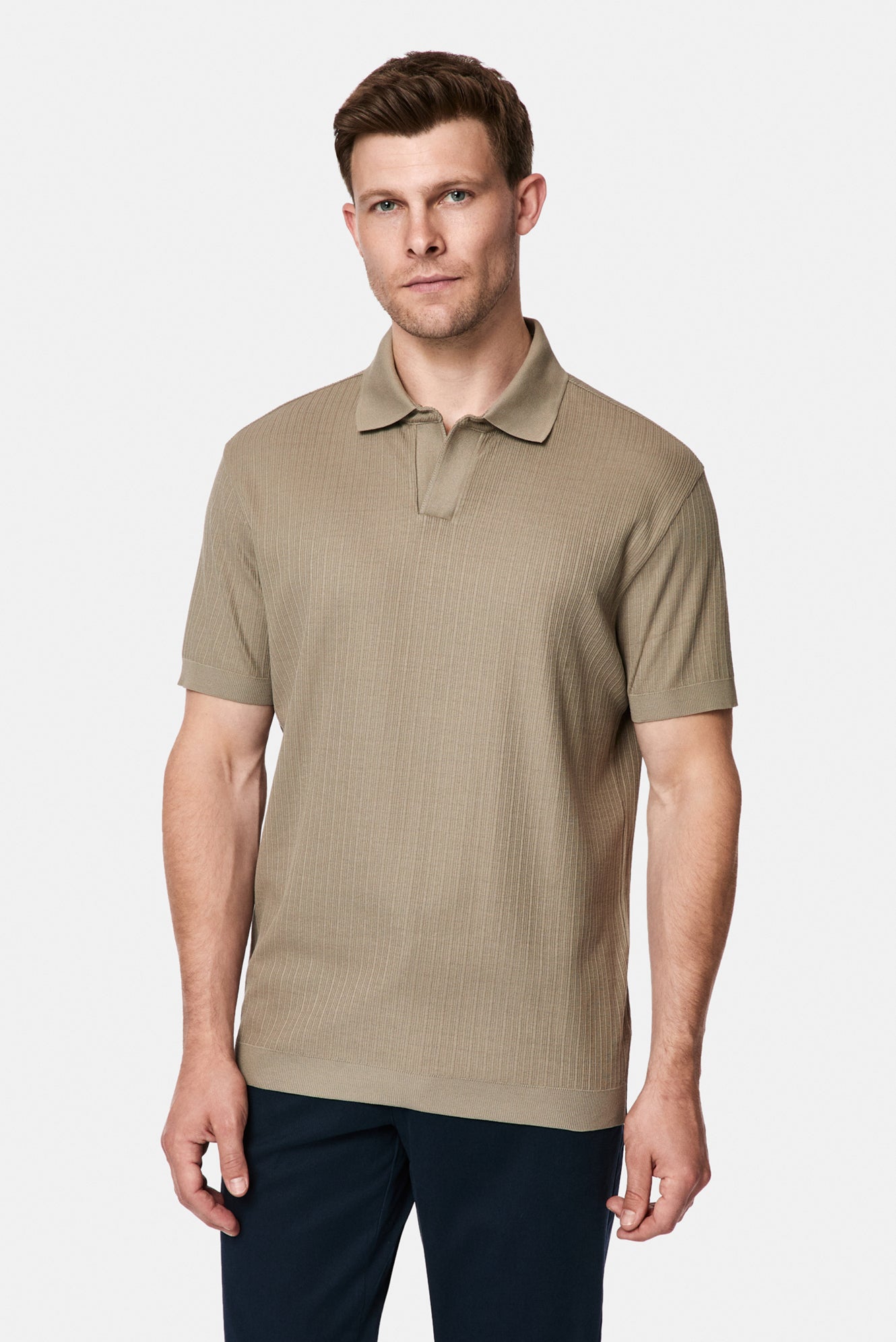 Koyu Vizon Regular Fit Desenli Polo Yaka Pamuk Merserize T-shirt