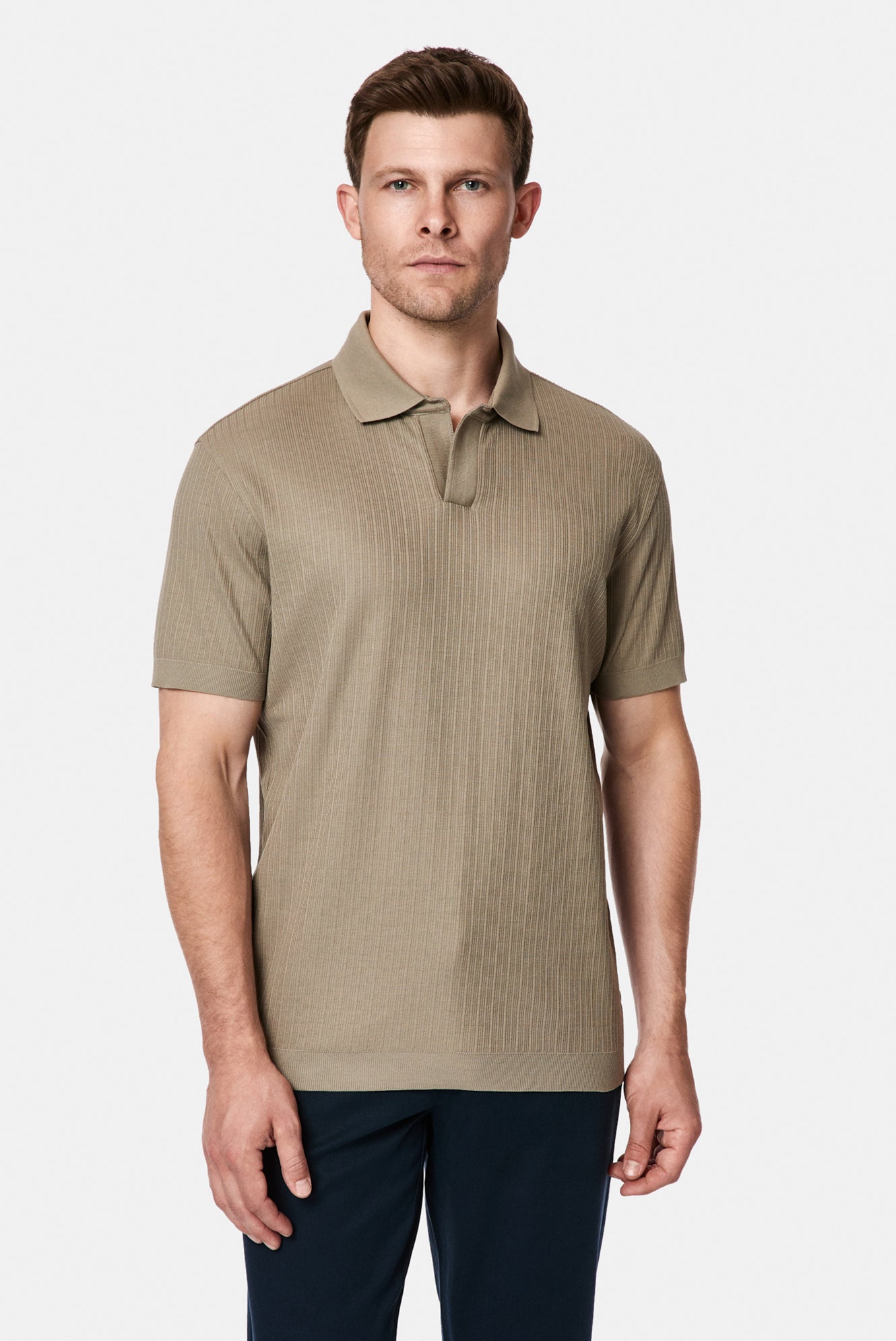 Koyu Vizon Regular Fit Desenli Polo Yaka Pamuk Merserize T-shirt
