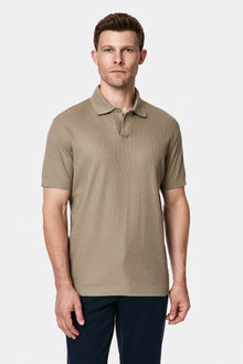Koyu Vizon Regular Fit Desenli Polo Yaka Pamuk Merserize T-shirt