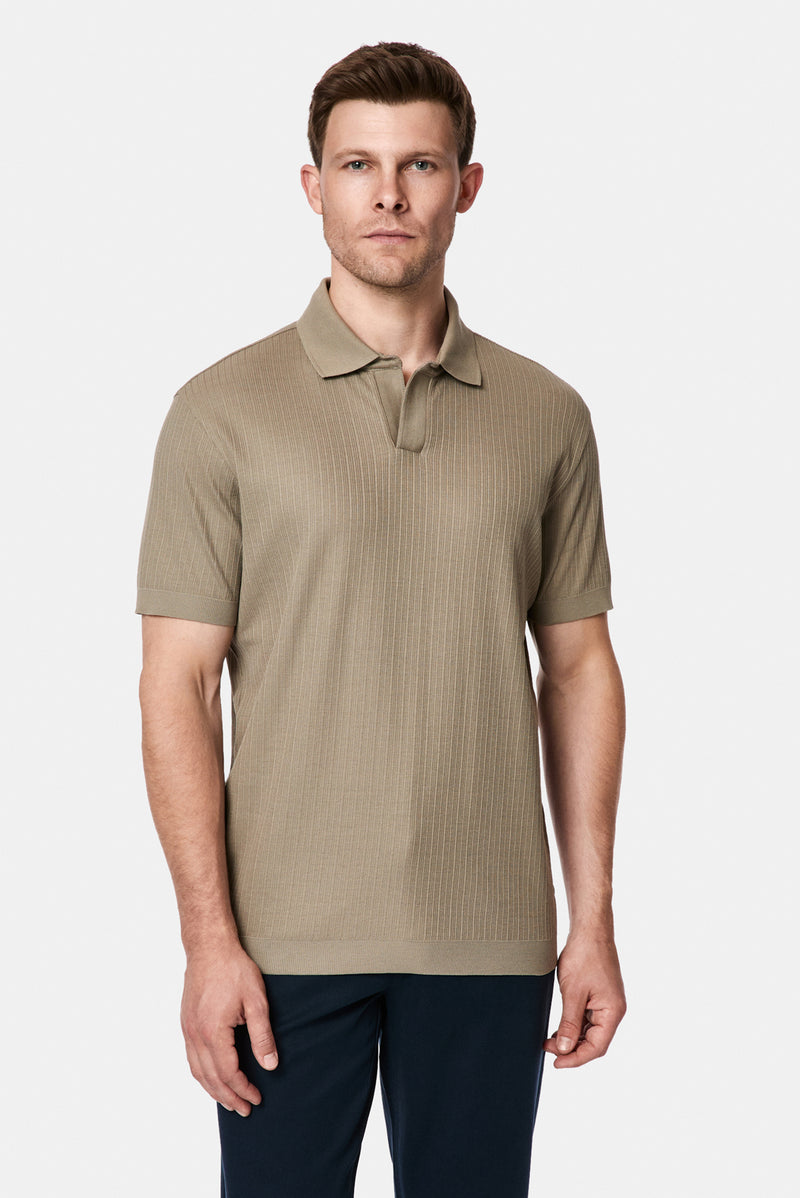 Koyu Vizon Regular Fit Desenli Polo Yaka Pamuk Merserize T-shirt