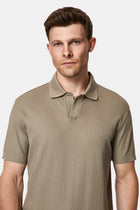 Koyu Vizon Regular Fit Desenli Polo Yaka Pamuk Merserize T-shirt