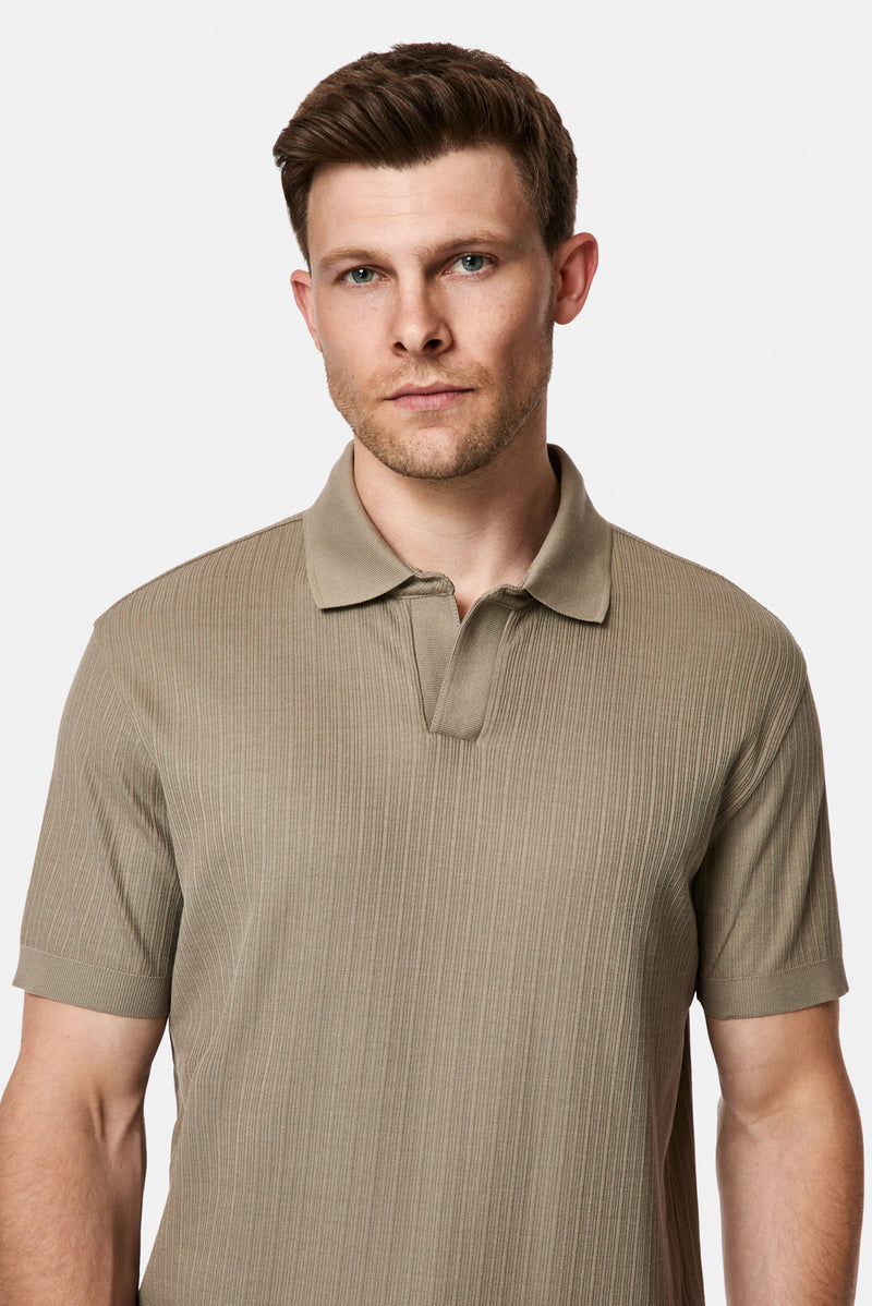 Koyu Vizon Regular Fit Desenli Polo Yaka Pamuk Merserize T-shirt
