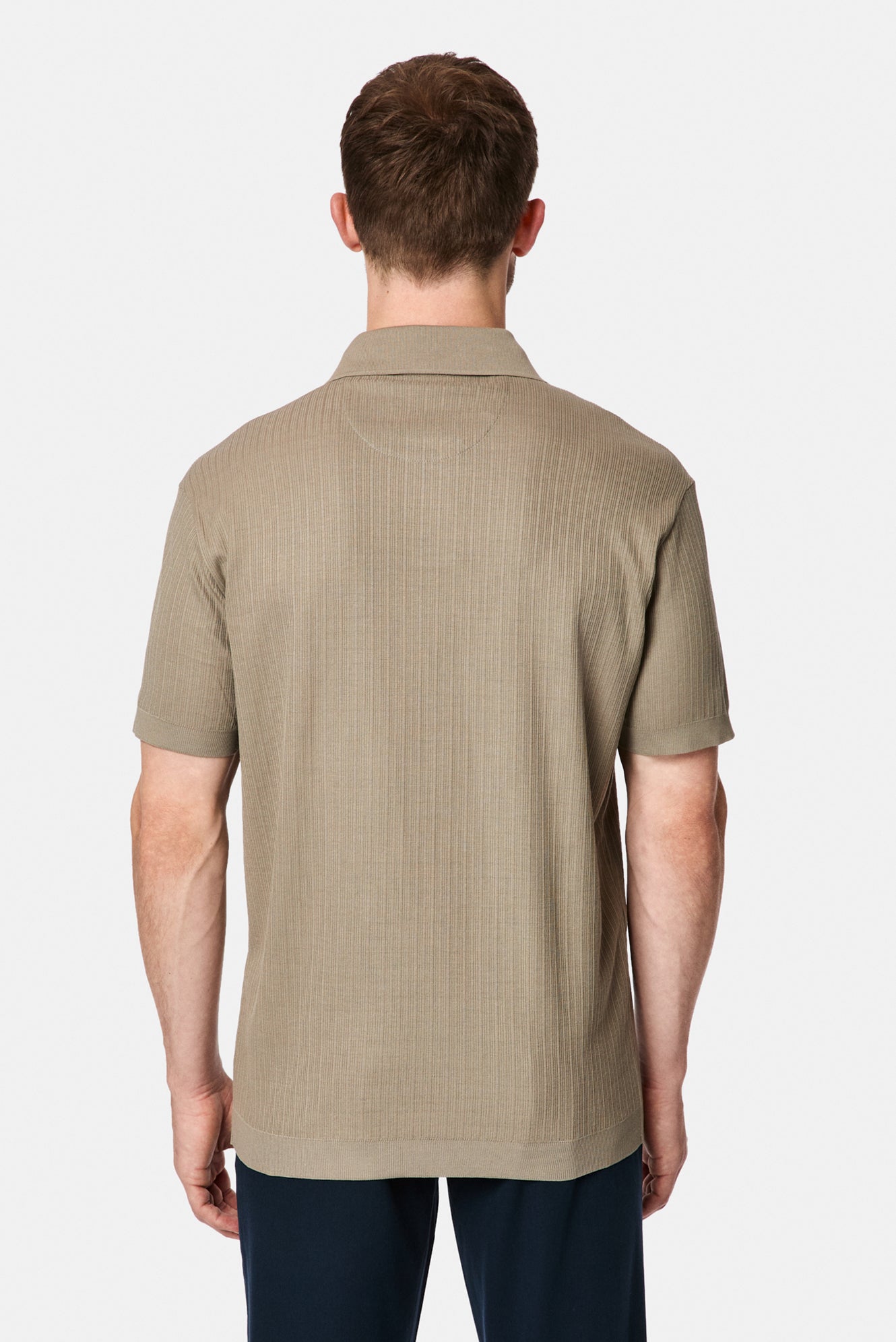 Koyu Vizon Regular Fit Desenli Polo Yaka Pamuk Merserize T-shirt