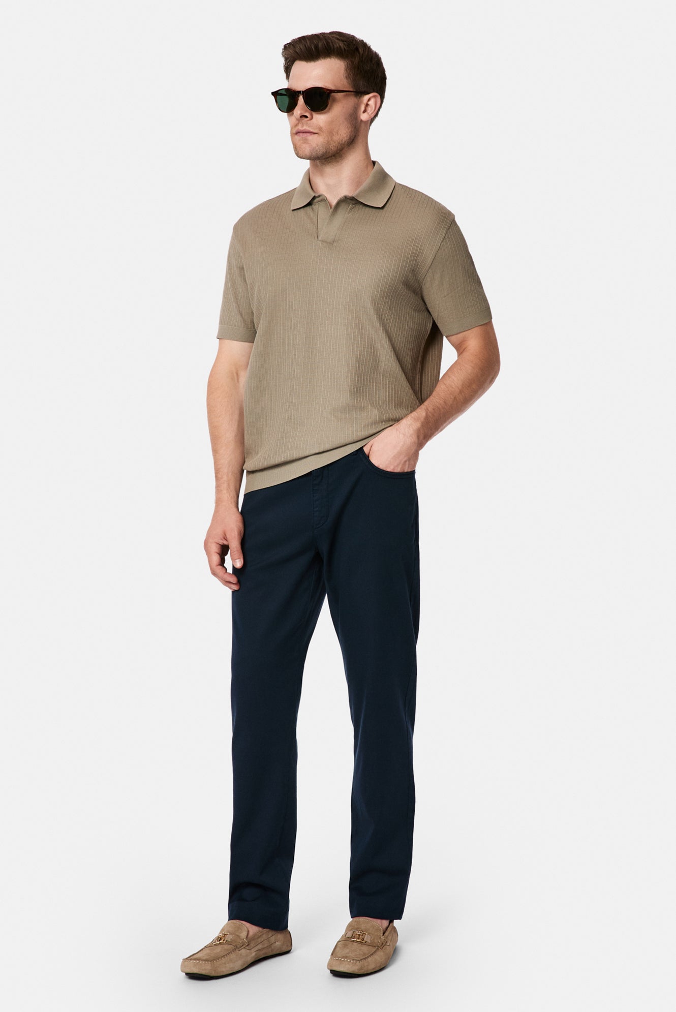 Koyu Vizon Regular Fit Desenli Polo Yaka Pamuk Merserize T-shirt