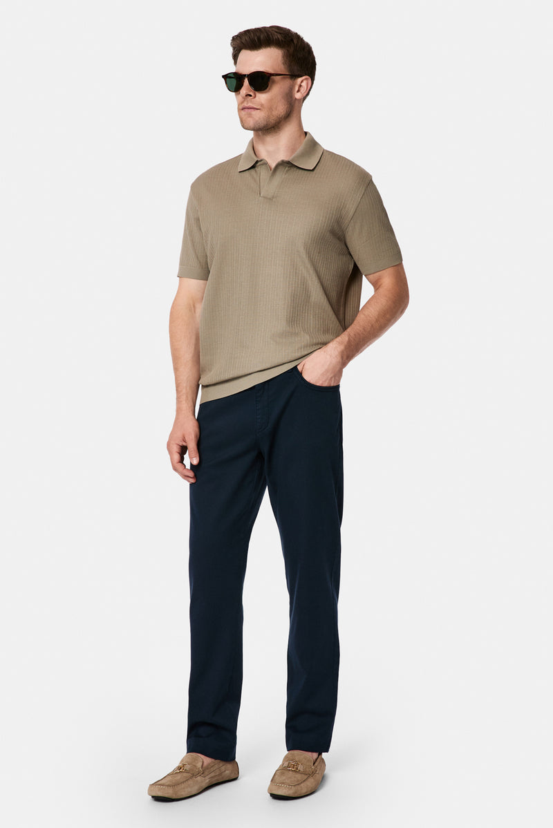 Koyu Vizon Regular Fit Desenli Polo Yaka Pamuk Merserize T-shirt