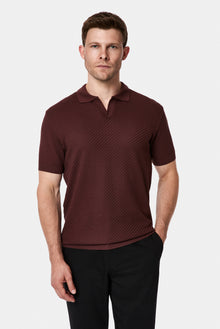 Koyu Bordo Regular Fit Desenli Polo Yaka %100 Pamuk Merserize T-shirt