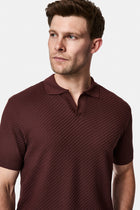 Koyu Bordo Regular Fit Desenli Polo Yaka %100 Pamuk Merserize T-shirt