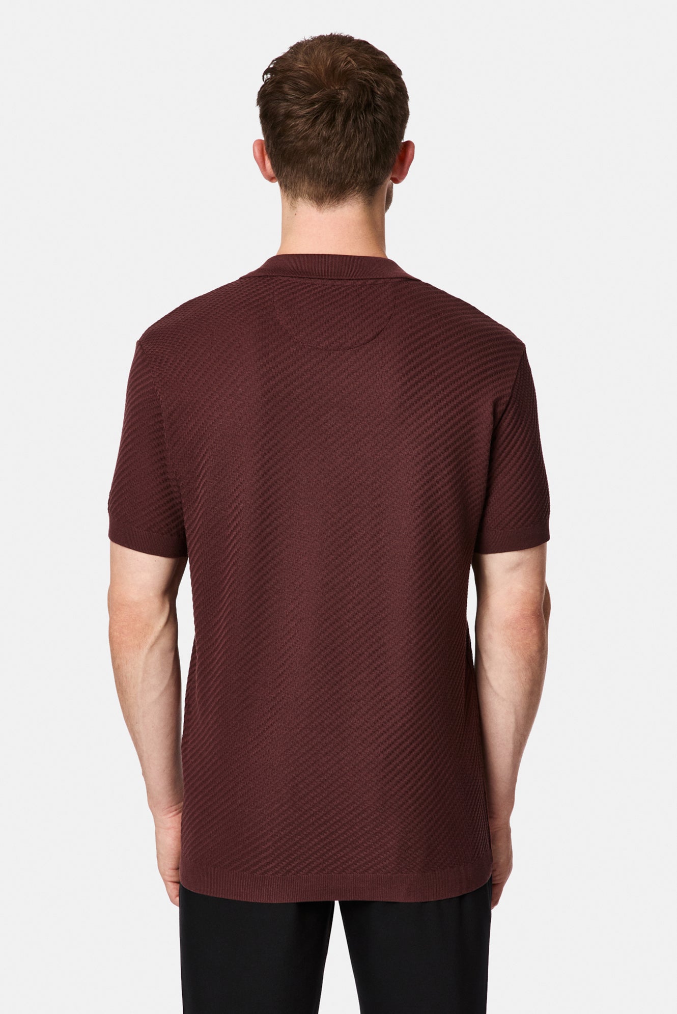 Koyu Bordo Regular Fit Desenli Polo Yaka %100 Pamuk Merserize T-shirt