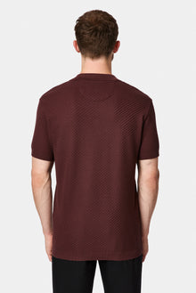 Koyu Bordo Regular Fit Desenli Polo Yaka %100 Pamuk Merserize T-shirt