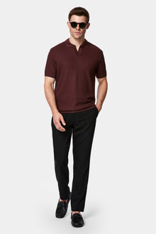 Koyu Bordo Regular Fit Desenli Polo Yaka %100 Pamuk Merserize T-shirt