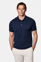 Koyu Lacivert Regular Fit Düğmeli Polo Yaka Nakışlı %100 Pamuk Merserize T-shirt