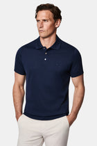 Koyu Lacivert Regular Fit Düğmeli Polo Yaka Nakışlı %100 Pamuk Merserize T-shirt