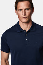 Koyu Lacivert Regular Fit Düğmeli Polo Yaka Nakışlı %100 Pamuk Merserize T-shirt