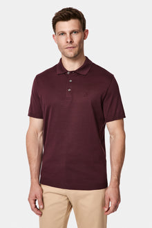 Koyu Bordo Regular Fit Düğmeli Polo Yaka Nakışlı %100 Pamuk Merserize T-shirt