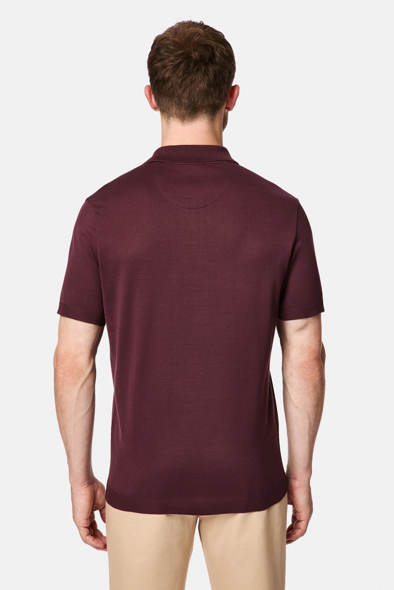 Koyu Bordo Regular Fit Düğmeli Polo Yaka Nakışlı %100 Pamuk Merserize T-shirt