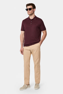 Koyu Bordo Regular Fit Düğmeli Polo Yaka Nakışlı %100 Pamuk Merserize T-shirt