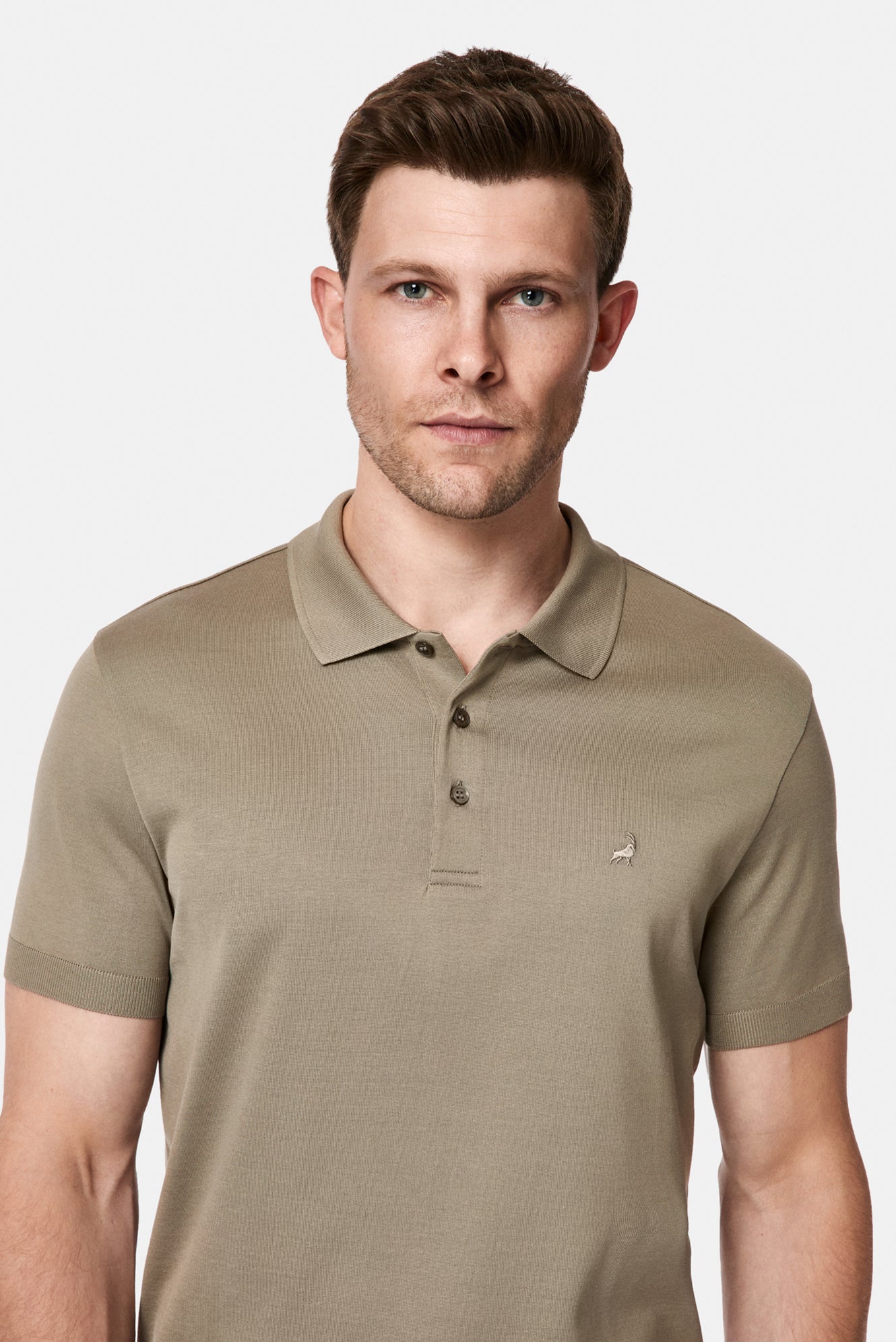Koyu Vizon Regular Fit Düğmeli Polo Yaka Nakışlı %100 Pamuk Merserize T-shirt