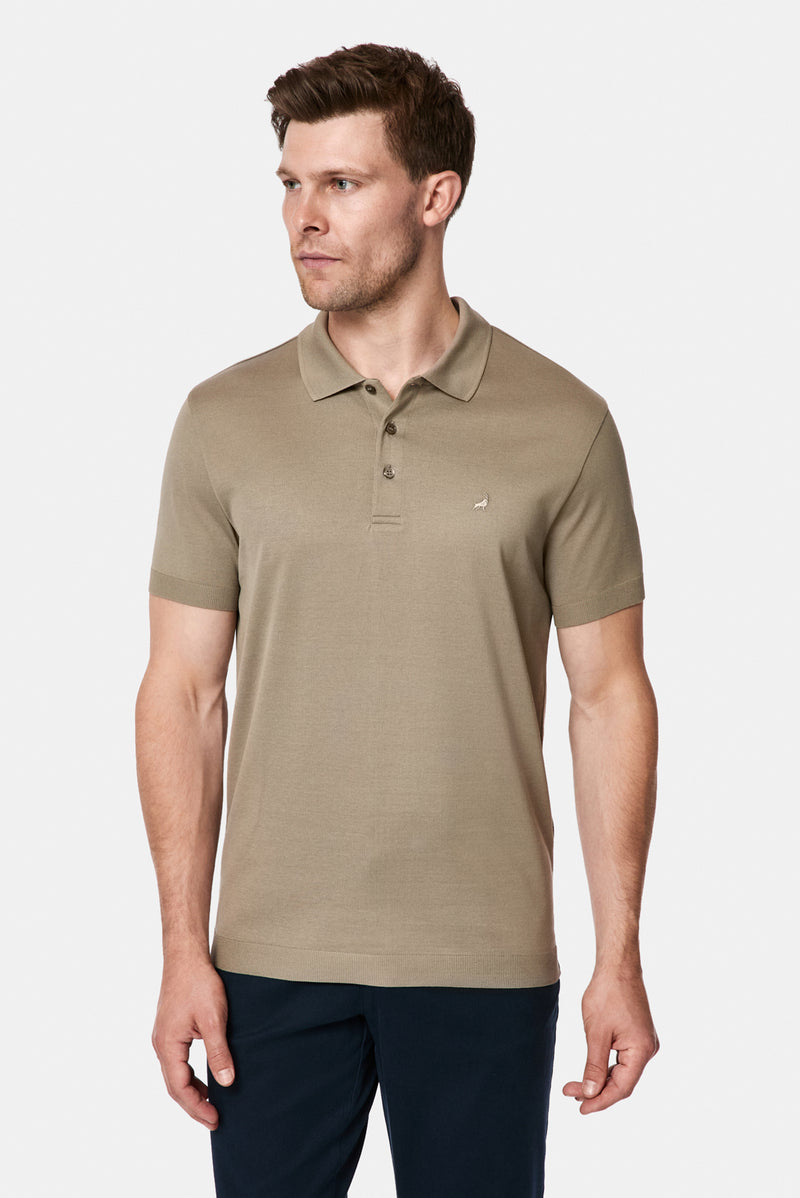 Koyu Vizon Regular Fit Düğmeli Polo Yaka Nakışlı %100 Pamuk Merserize T-shirt