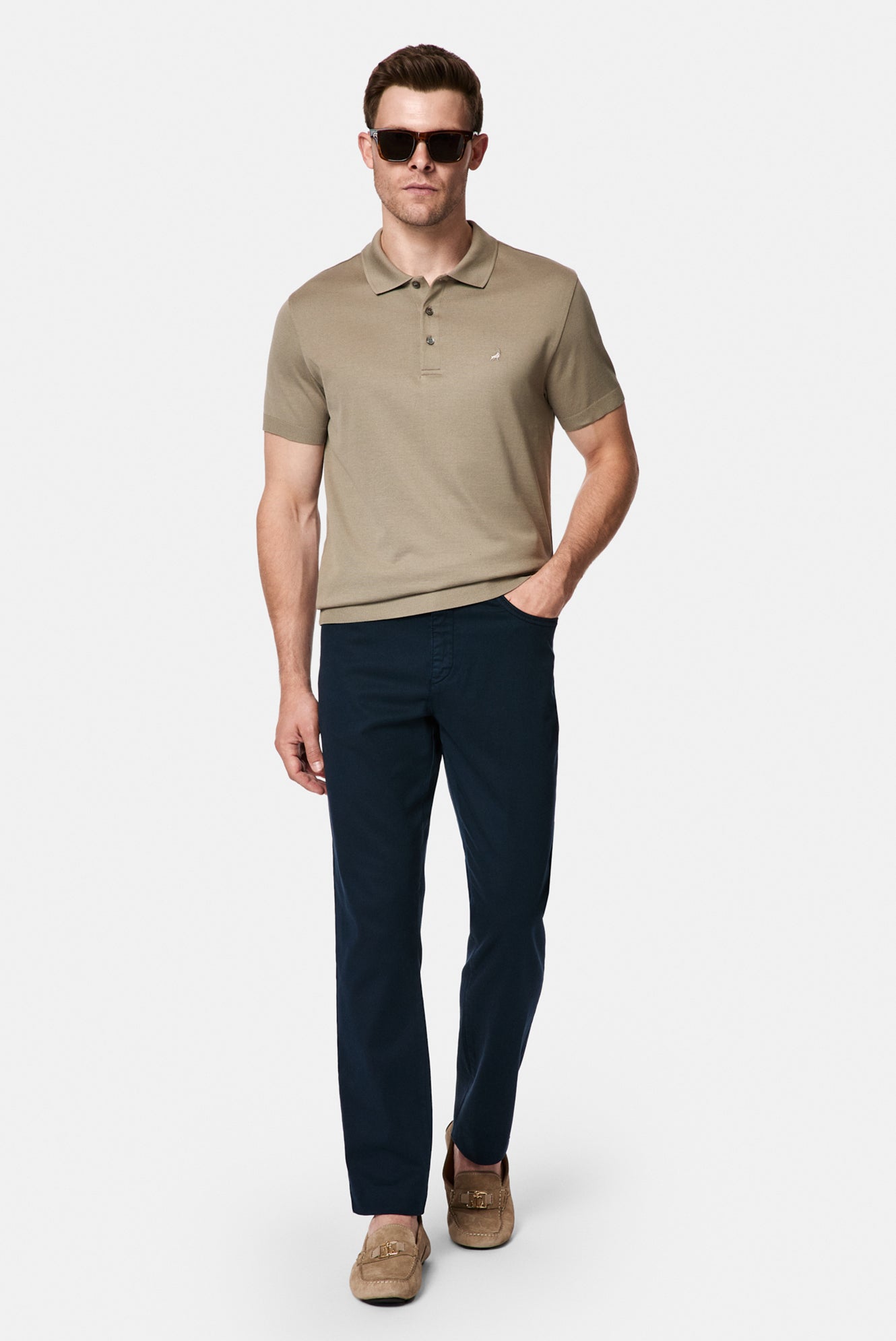 Koyu Vizon Regular Fit Düğmeli Polo Yaka Nakışlı %100 Pamuk Merserize T-shirt