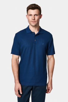 Orta Lacivert Regular Fit Düğmeli Polo Yaka Desenli Nakışlı %100 Pamuk Merserize T-shirt