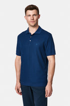 Orta Lacivert Regular Fit Düğmeli Polo Yaka Desenli Nakışlı %100 Pamuk Merserize T-shirt