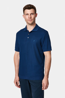 Orta Lacivert Regular Fit Düğmeli Polo Yaka Desenli Nakışlı %100 Pamuk Merserize T-shirt