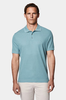 Mavi Regular Fit Düğmeli Polo Yaka Desenli Nakışlı %100 Pamuk Merserize T-shirt