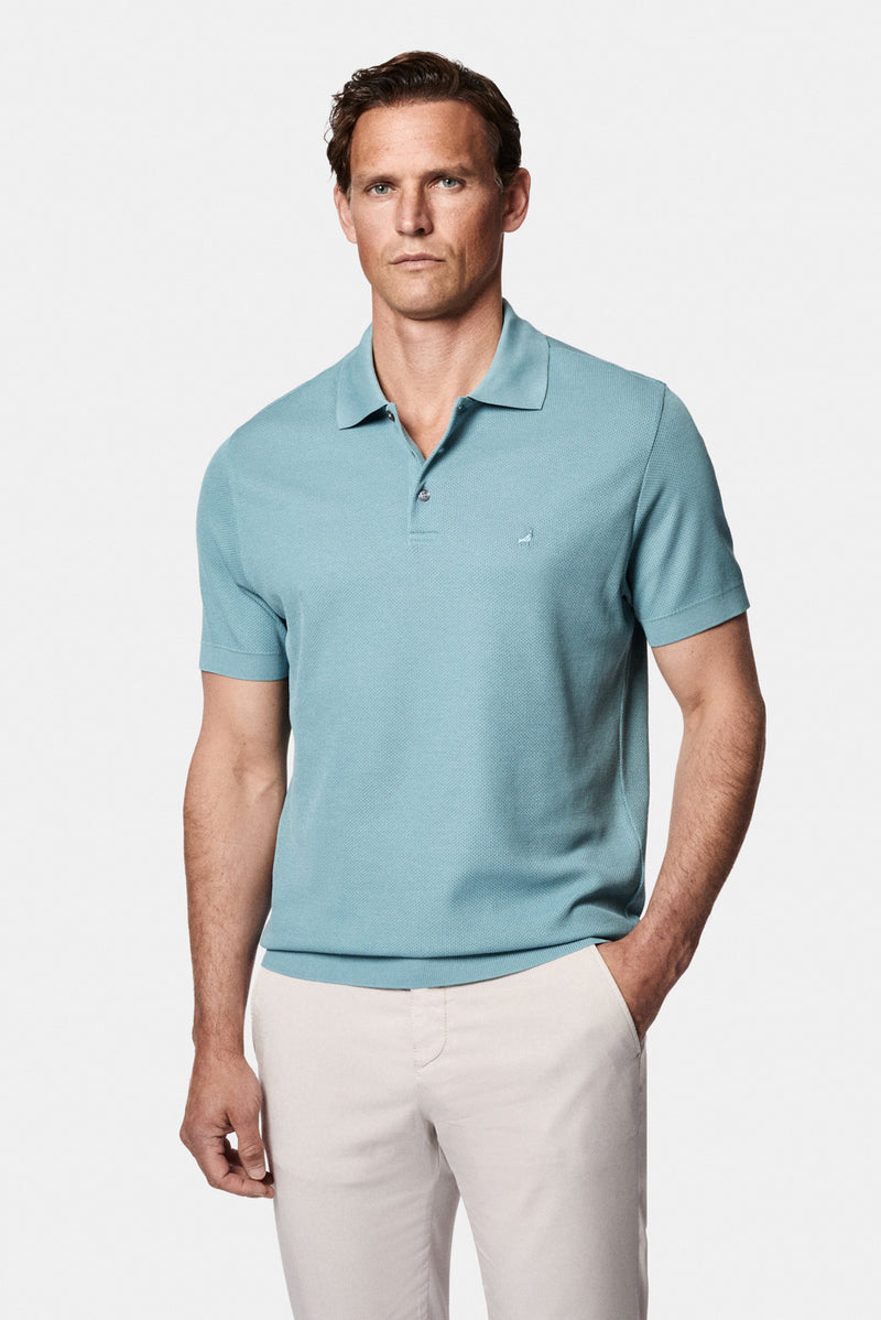 Mavi Regular Fit Düğmeli Polo Yaka Desenli Nakışlı %100 Pamuk Merserize T-shirt