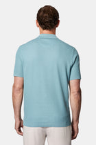 Mavi Regular Fit Düğmeli Polo Yaka Desenli Nakışlı %100 Pamuk Merserize T-shirt