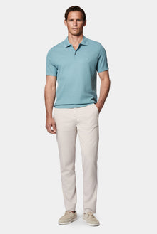 Mavi Regular Fit Düğmeli Polo Yaka Desenli Nakışlı %100 Pamuk Merserize T-shirt