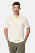 Ekru Regular Fit Düğmeli Polo Yaka Desenli Nakışlı %100 Pamuk Merserize T-shirt