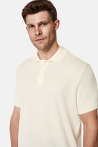 Ekru Regular Fit Düğmeli Polo Yaka Desenli Nakışlı %100 Pamuk Merserize T-shirt