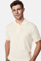 Ekru Regular Fit Düğmeli Polo Yaka Desenli Nakışlı %100 Pamuk Merserize T-shirt