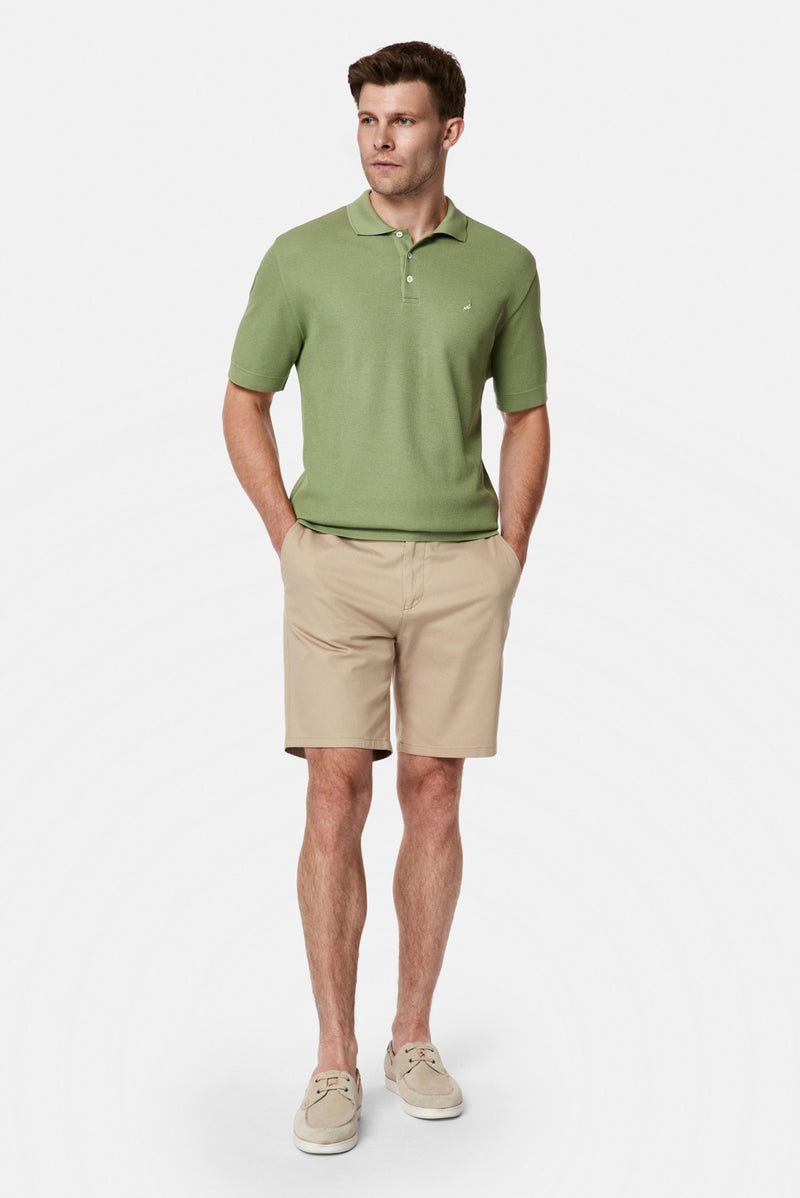 Yağ Yeşili-Olive Regular Fit Düğmeli Polo Yaka Desenli Nakışlı %100 Pamuk Merserize T-shirt
