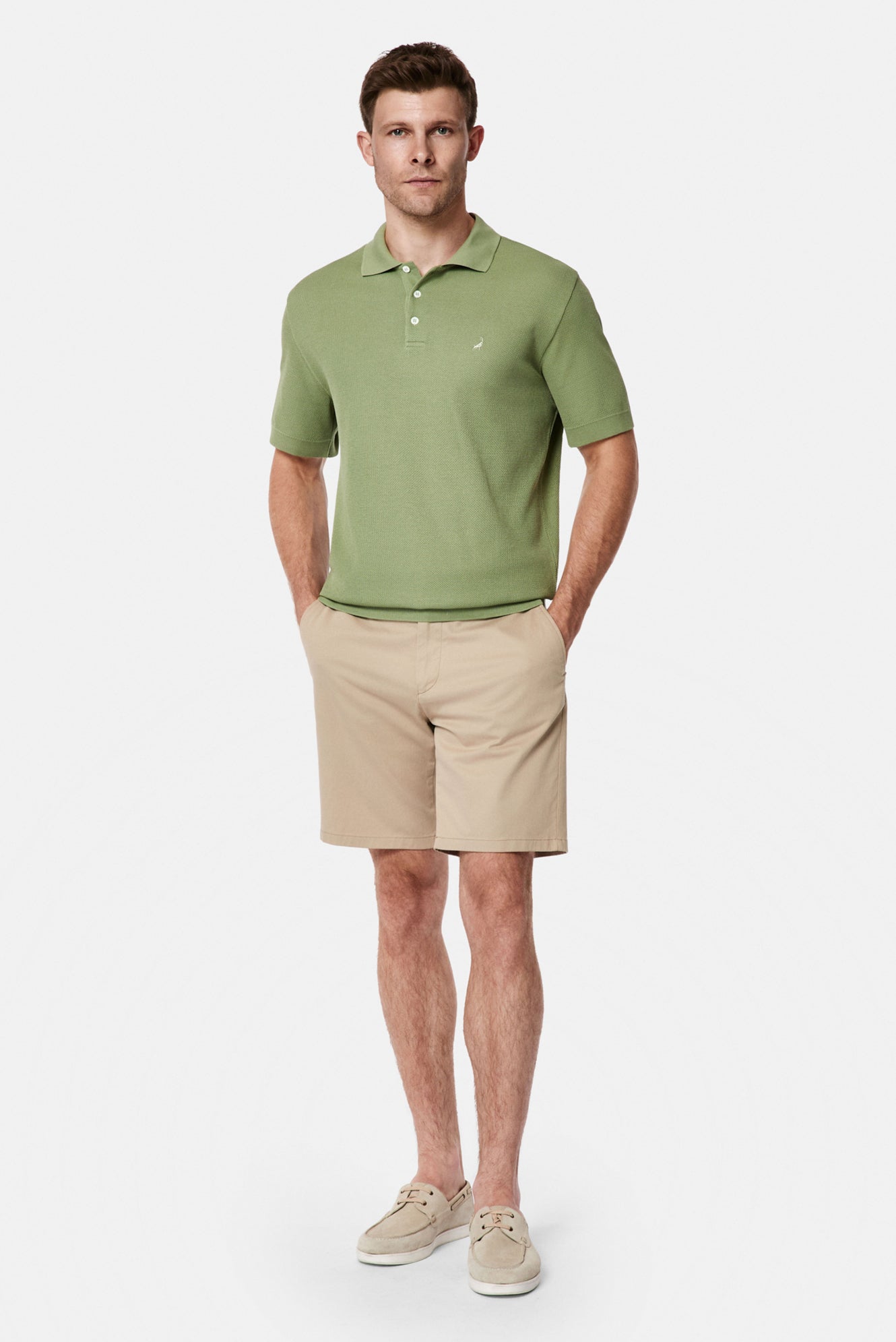 Yağ Yeşili-Olive Regular Fit Düğmeli Polo Yaka Desenli Nakışlı %100 Pamuk Merserize T-shirt