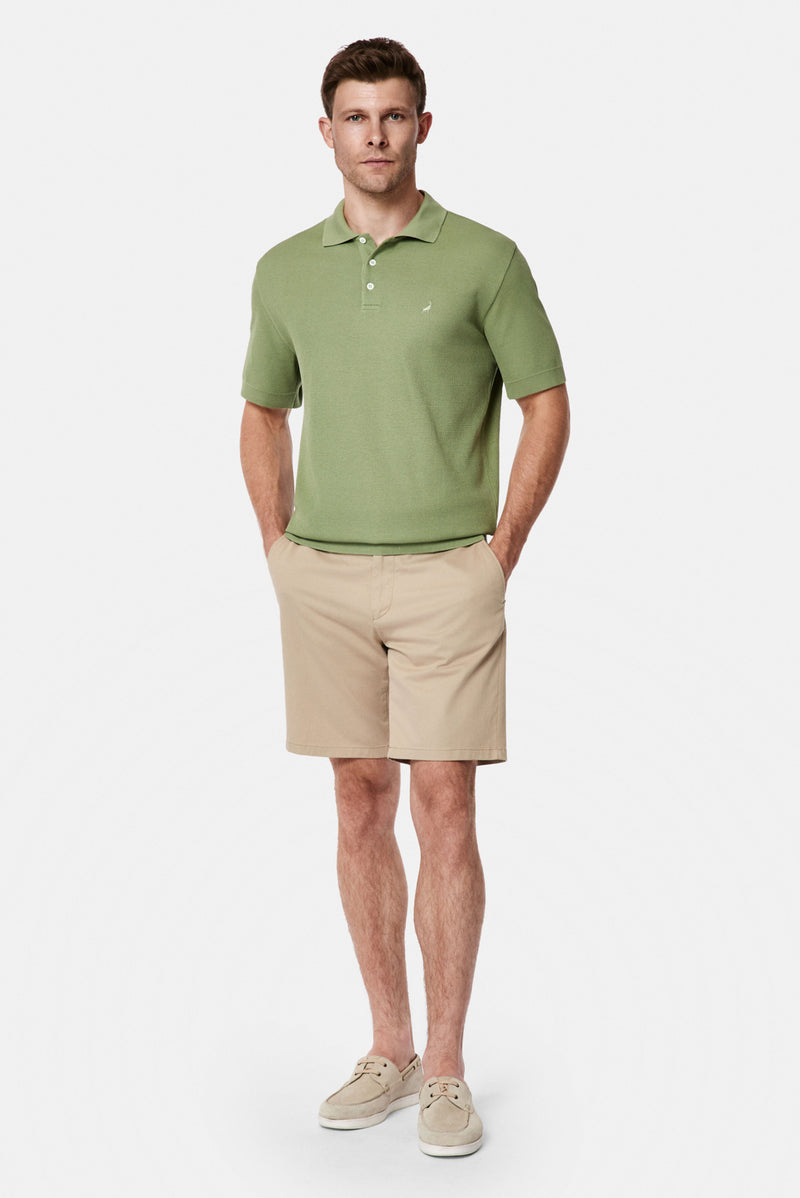 Yağ Yeşili-Olive Regular Fit Düğmeli Polo Yaka Desenli Nakışlı %100 Pamuk Merserize T-shirt