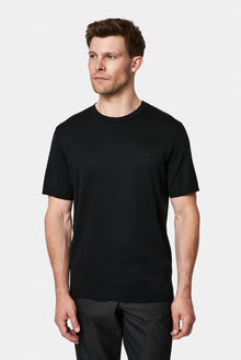Siyah Regular Fit Bisiklet Yaka Nakışlı %100 Pamuk Merserize T-shirt
