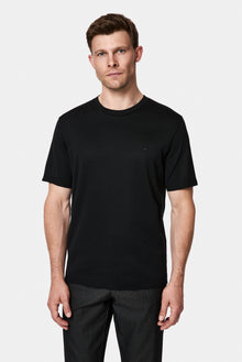 Siyah Regular Fit Bisiklet Yaka Nakışlı %100 Pamuk Merserize T-shirt