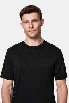 Siyah Regular Fit Bisiklet Yaka Nakışlı %100 Pamuk Merserize T-shirt