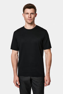 Siyah Regular Fit Bisiklet Yaka Nakışlı %100 Pamuk Merserize T-shirt