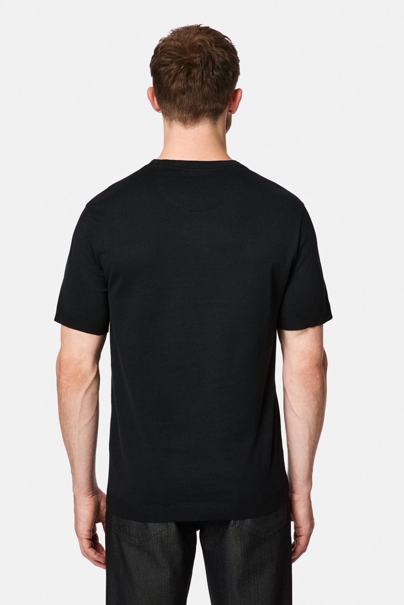 Siyah Regular Fit Bisiklet Yaka Nakışlı %100 Pamuk Merserize T-shirt