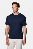 Koyu Lacivert Regular Fit Bisiklet Yaka Nakışlı %100 Pamuk Merserize T-shirt