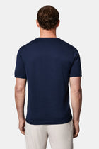 Koyu Lacivert Regular Fit Bisiklet Yaka Nakışlı %100 Pamuk Merserize T-shirt