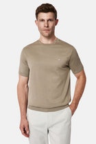 Koyu Vizon Regular Fit Bisiklet Yaka Nakışlı %100 Pamuk Merserize T-shirt